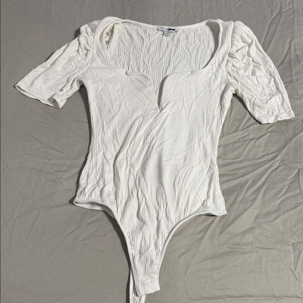 Fashion Nova Cream Ribbed Top